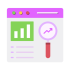 Campaign launch and optimisation icon showing ecommerce advertising, performance improvement and ad optimisation
