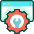 Website support and maintenance icon showing continuous updates, performance improvement and security