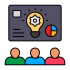 Creative concept planning icon showing design ideas, branding concepts and visual strategy development