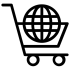 E-commerce development icon showing online store, shopping cart and product selling platform