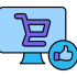 Ecommerce marketing expertise icon showing online sales strategy, ecommerce advertising and customer targeting