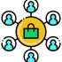 Ecommerce social media marketing icon showing audience engagement, social promotion and online branding