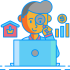 Market and audience research icon showing ecommerce analysis, customer targeting and competitor research