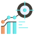 Result-driven website development icon showing business growth, performance improvement and goal achievement