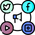 Social media marketing icon representing engagement, brand awareness and audience growth
