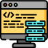 Web development icon representing website design, coding and responsive website creation
